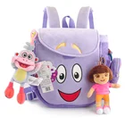 2021 Подлинная мягкая плюшевая кукла Дора Explorer, рюкзак с обезьяной лисой, сумка для спасения с картой, фиолетовый розовый подарок для детей на Рождество