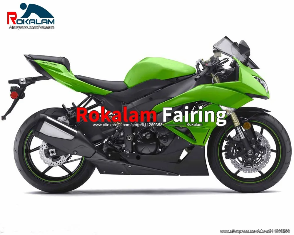 

Motorbike Body For Kawasaki ZX6R 2009 2010 2011 2012 ZX636 09 12 Black Green Motorcycle Fairing Kit (Injection molding)