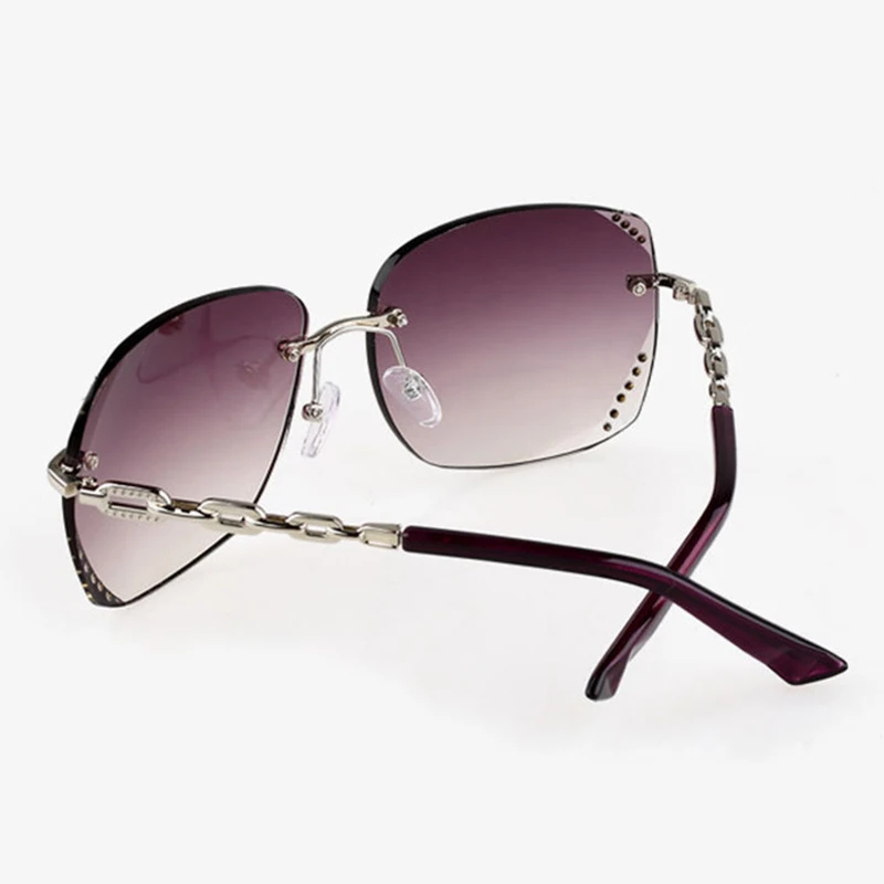 Женские квадратные солнцезащитные очки без оправы градиентные с отделкой