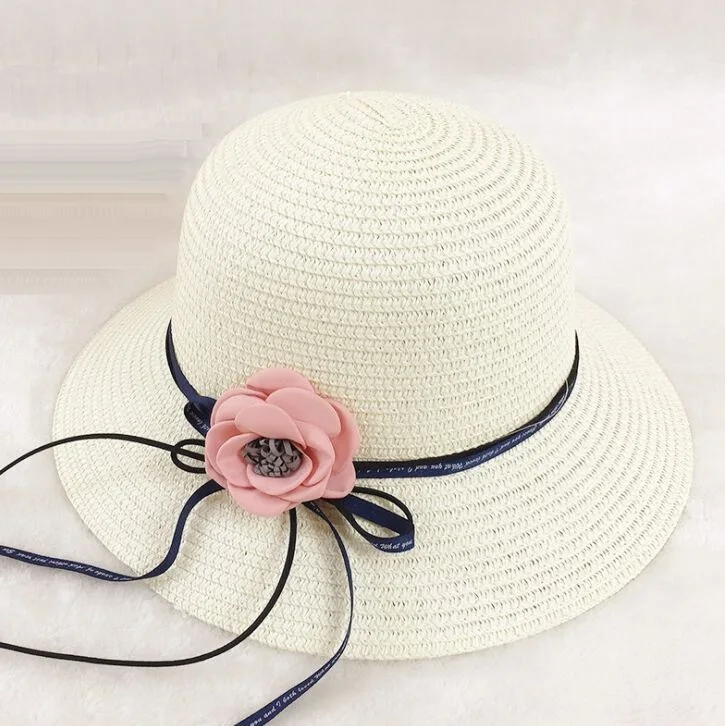 

DONGYUN004 Summer new lady casual Bowknot Women holiday ribbon straw hat Sun hat Floppy Wide brim Gorros