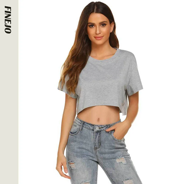 

Летняя Новинка для отдыха женская футболка из чистого хлопка с коротким передом и длинной спинкой топ с круглым вырезом свободная футболка ...