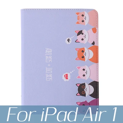 Для iPad 10,2 чехол для планшета тройной складной чехол для iPad 9,7 air 3 10,5 Pro 10,5 чехол с мультяшным котом - Цвет: C1 for ipad air 1