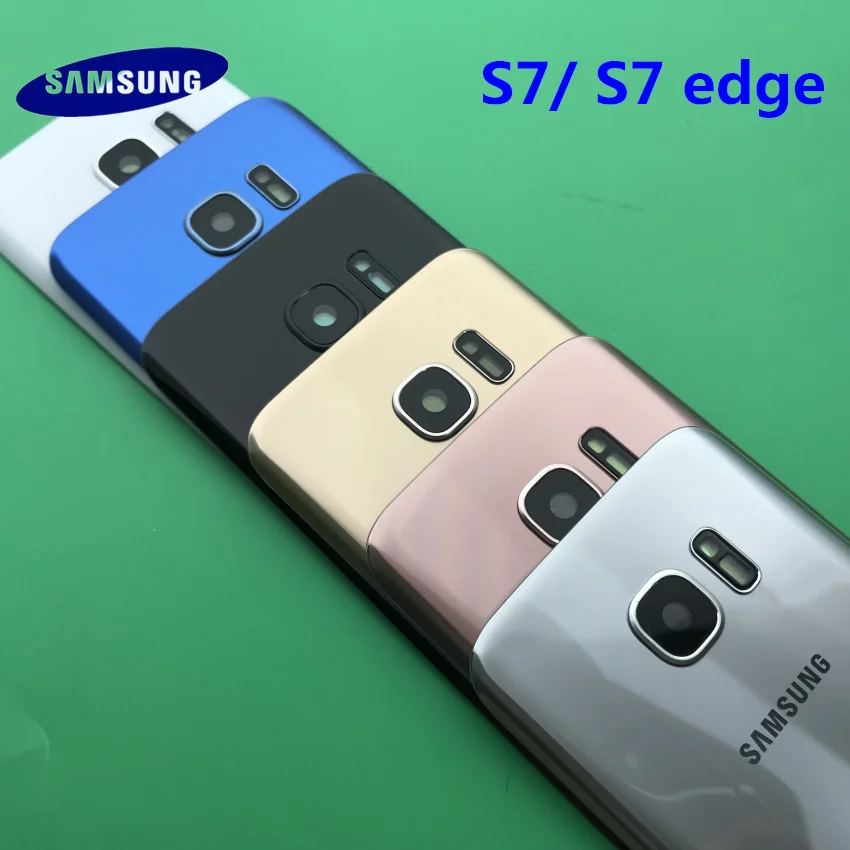 Чехол для задней батареи samsung Galaxy S7 G930 G930F S7 edge G935 G935F задняя дверь корпус стеклянная панель Запасная часть