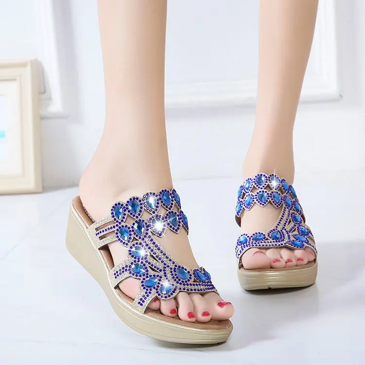 

Bling Women Sandals Summer Fashion High Heel Sandals Crystal Casual Ladies Shoes High Heels Rhinestone slippers