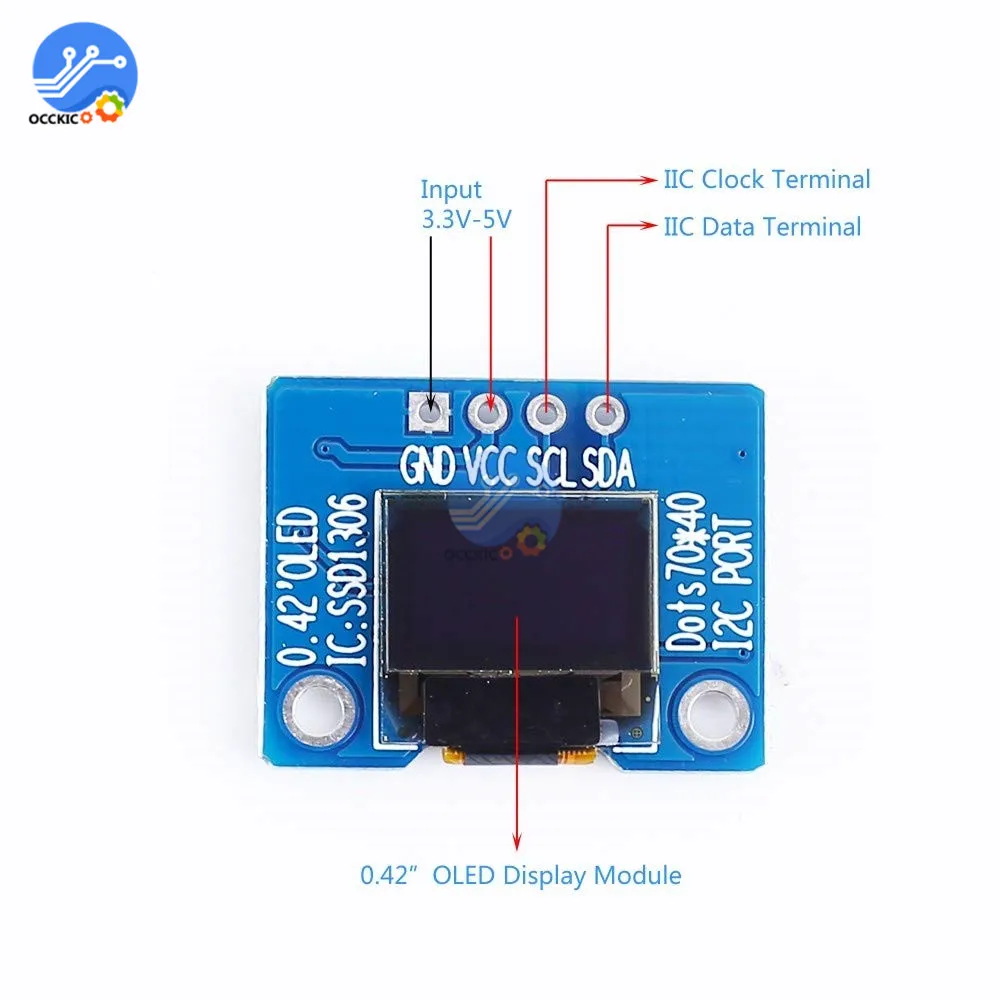 Органический светодиодный ЖК экран 0 42 дюйма модуль дисплея 72*40 I2C IIC/SPI интерфейс