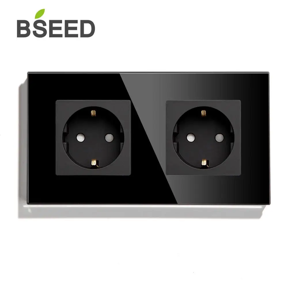 Двойная настенная розетка BSEED Mvava стандарта ЕС розетки питания с белой черной