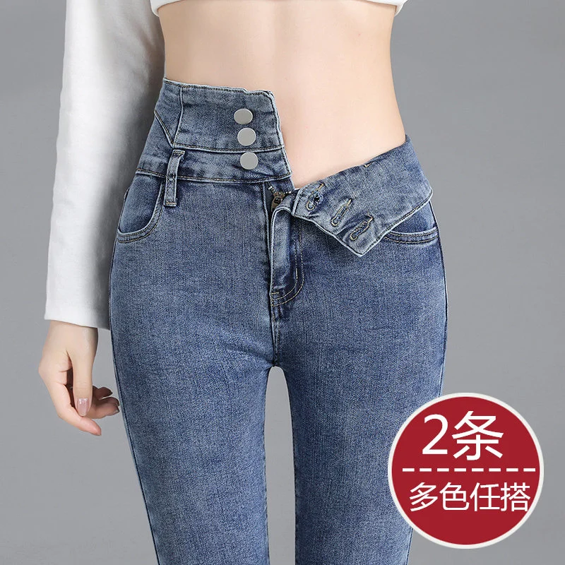 Толстые женские джинсы с флисовой подкладкой на осень и зиму в Корейском стиле