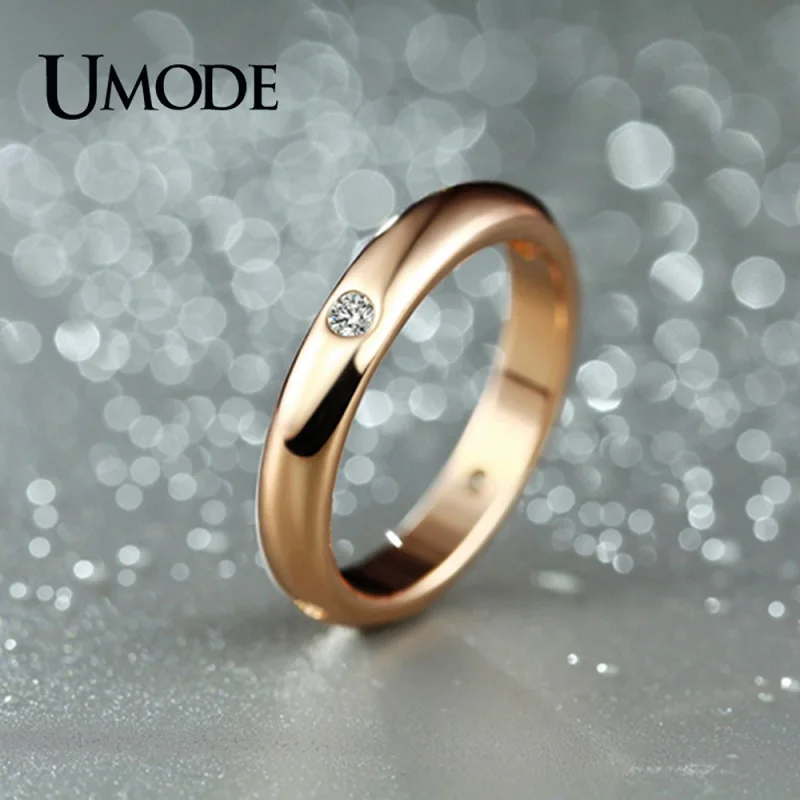 UMODE брендовая Мода Anel ювелирные изделия цвета розового золота Топ CZ Роскошные