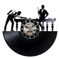 billiards vinyl record wall clock pool table handmade time clock billiards player led illumination decorative clocks