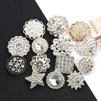 100 round heart star square flower metal shank buttons crystal rhinestone coat sweater diy crafts scrapbook sewing accessories
