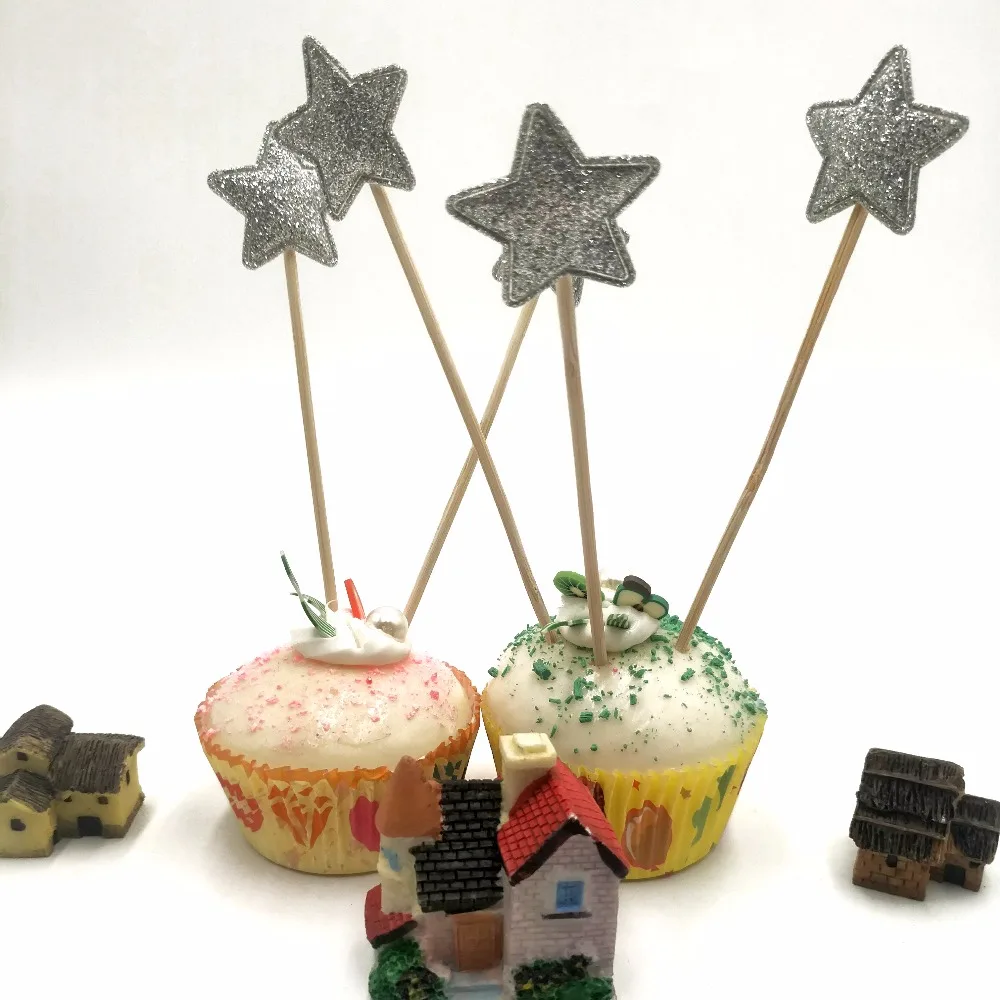 5 шт./лот яркие серебряные звезды Детские любимые украшения для торта на день