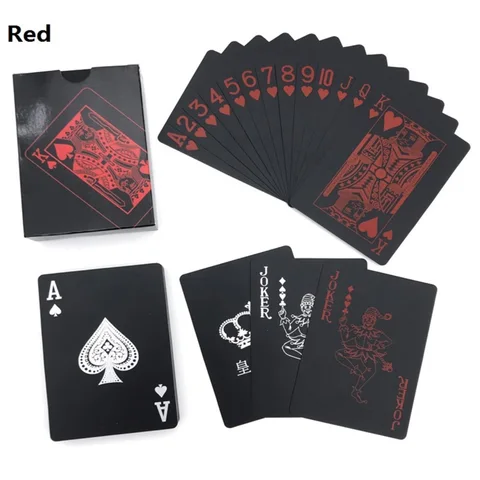 Набор водонепроницаемых пластиковых игральных карт, набор из 54 предметов из чистого черного ПВХ, для покера, классических фокусов, коллекция инструментов для покера