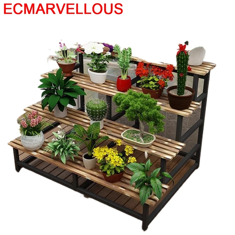 Деревянная лестница для помещений подставка растений украшение балкона