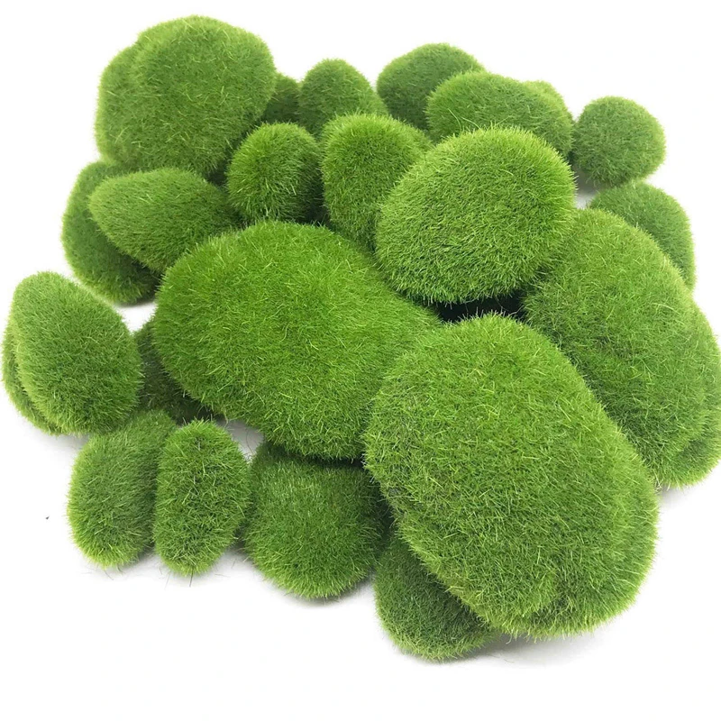

New 30PCS 3 Size Artificial Moss Rocks Decorative, Green Moss Balls,for Floral Arrangements Gardens and Crafting