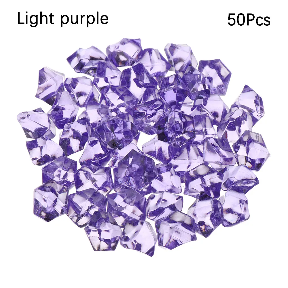 light purple 50 шт. красочные искусственные камни булыжники хрустальные кубики льда наполнитель для сосудов галька аквариум пейзаж аквариум домашнее приспособление для украшения - Цвет: light purple