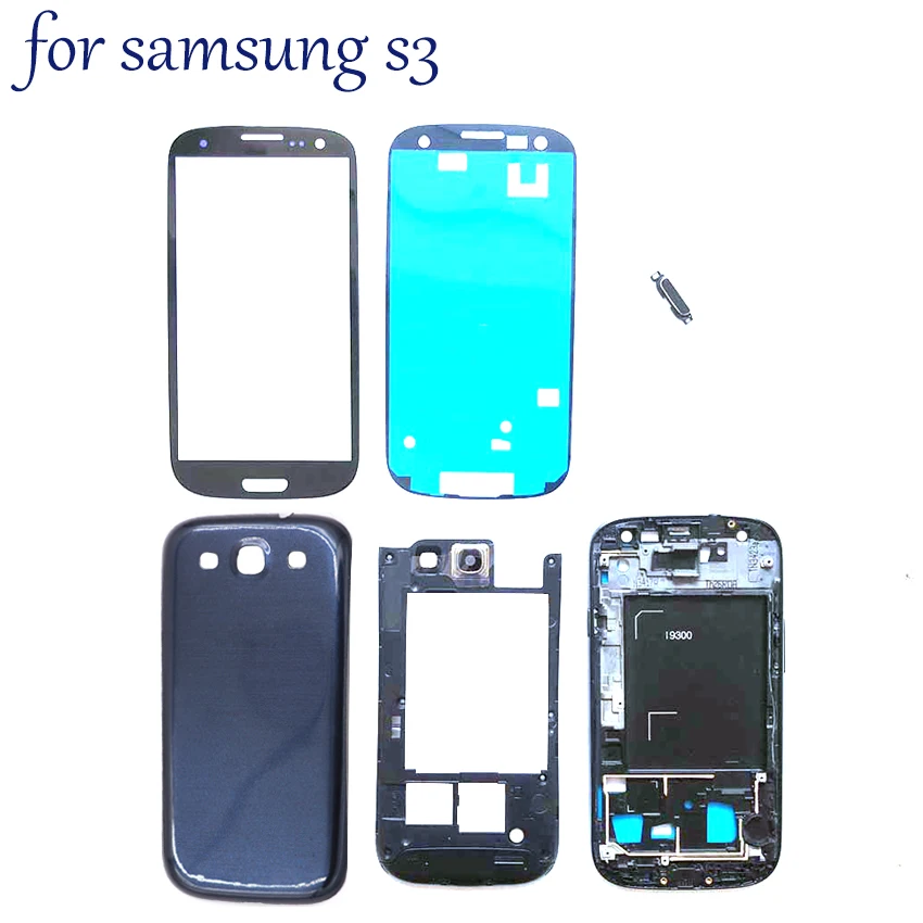 Полный корпус для samsung galaxy s3 i9300 крышка батареи задняя дверь+ средняя рамка ободок пластина