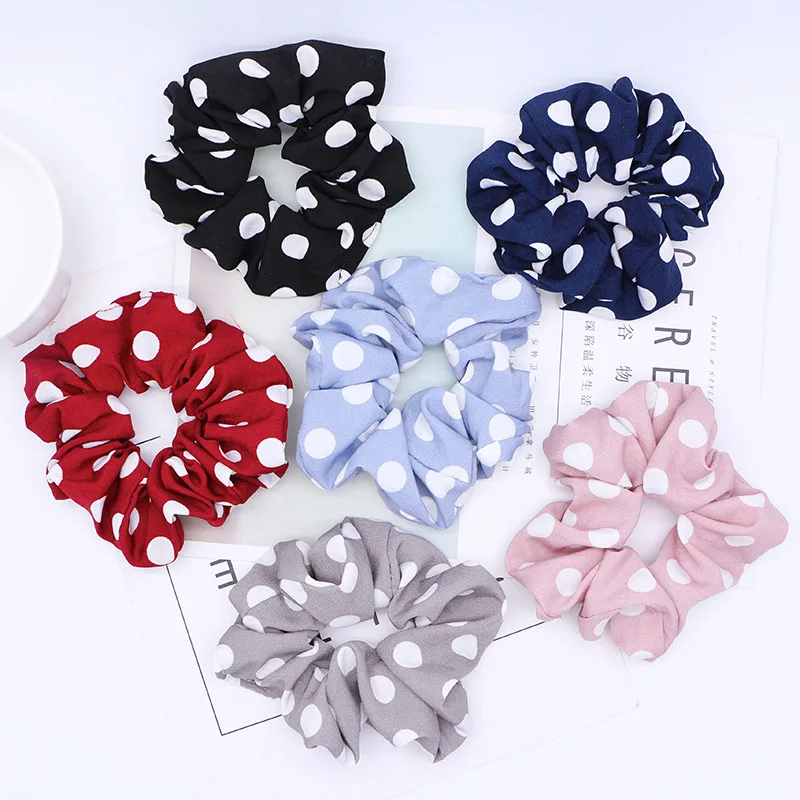 

1PC Elastic Hair Rope Ring Tie Scrunchie Ponytail Holder Hair Band Dot printing Headband hair accessories hair bands for women