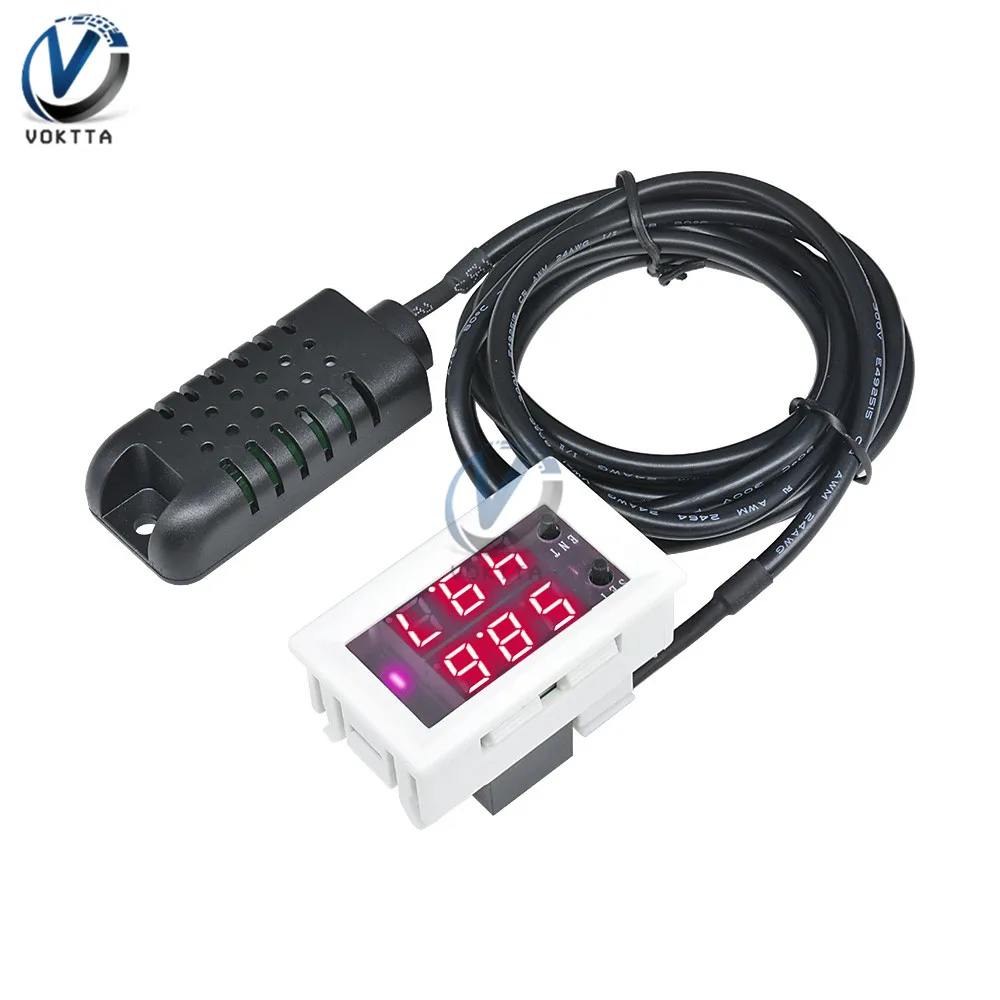 W2062C Мини Digital AC 110 V 220 DC 12 24 10A гигрометр Управление переключатель двойной Дисплей