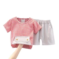new girs clothing summer baby clothes suit children plaid t shirt shorts 2pcssets toddler casual costume infant kids tracksuits