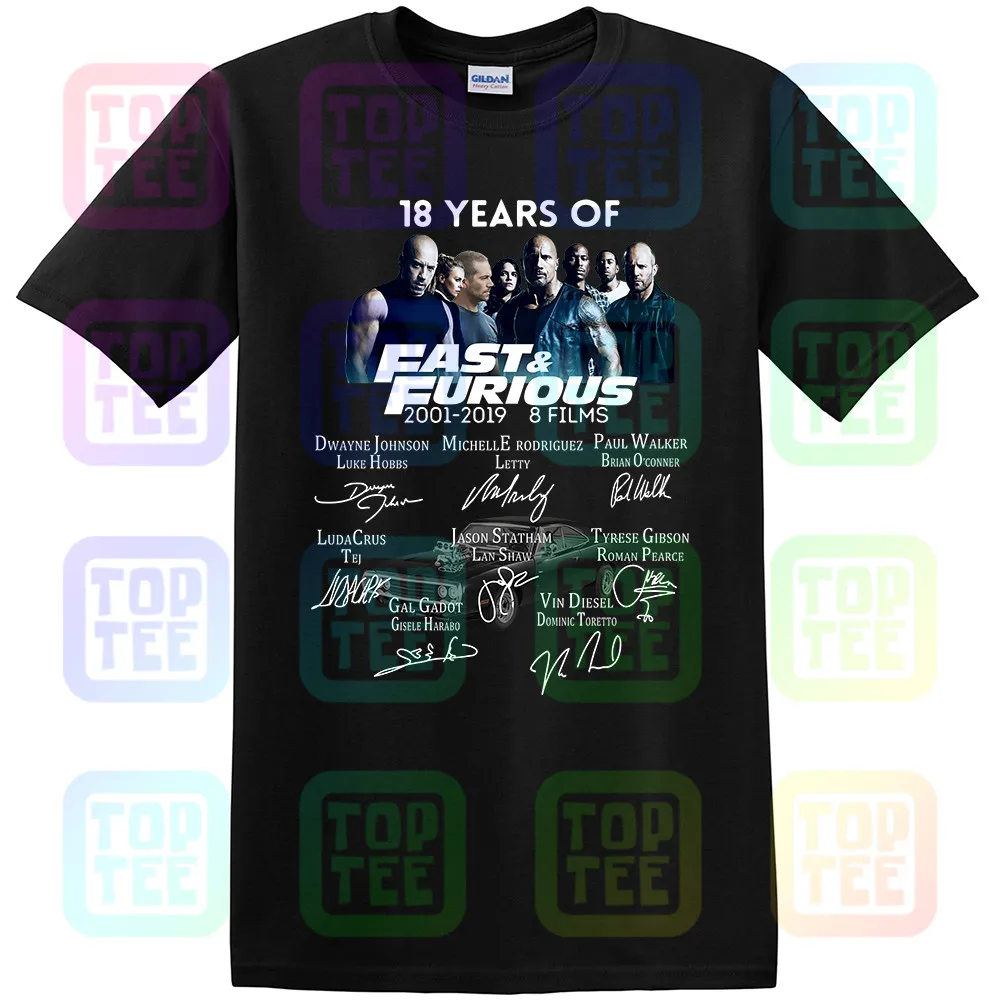 18 лет Форсаж (Fast Furious футболка 2001 2019 фирменная рубашка|Мужские футболки| |