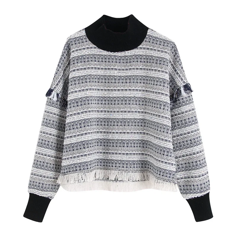 Популярный женский свободный пуловер осень 2019 новая мода необработанный край