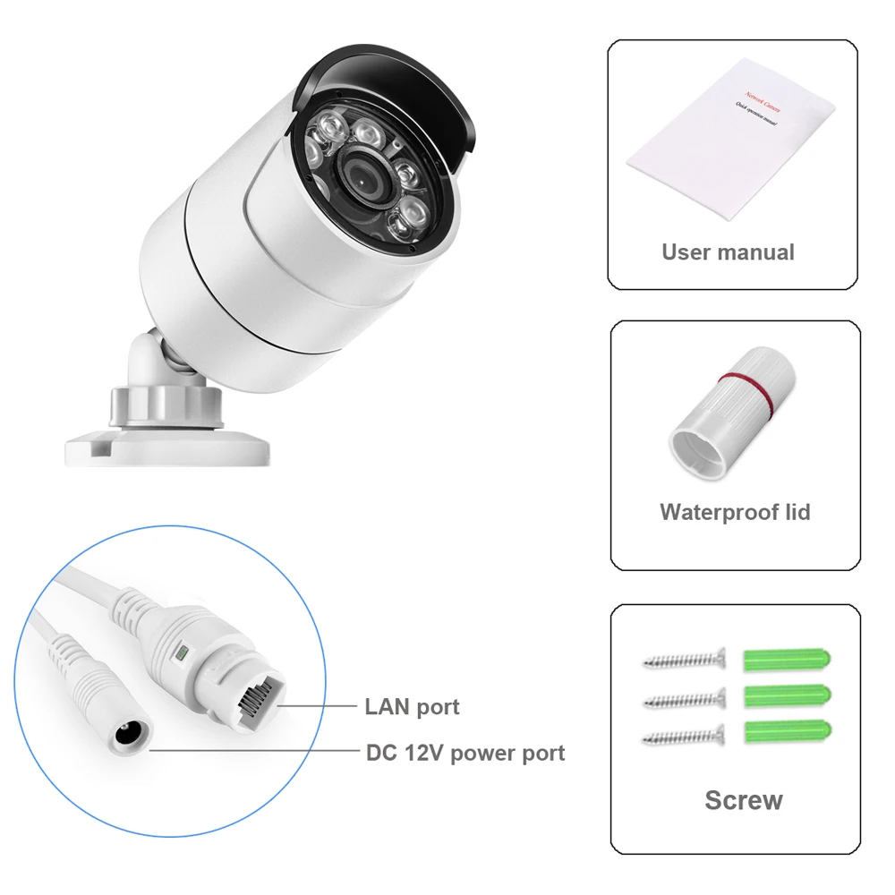 IP-камера AZISHN уличная сетевая Водонепроницаемая с функцией ночного видения 3 Мп