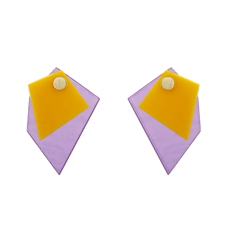 Многоцветные акриловые серьги гвоздики Yhpup геометрические эффектные