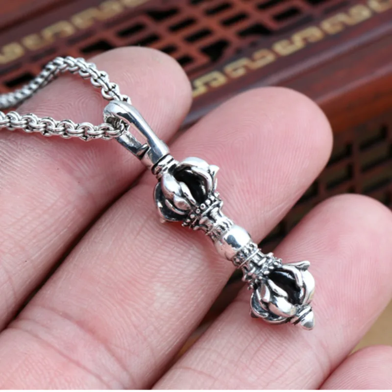 Стерлинговое Серебро 925 пробы винтажное тайское серебро религиозное ожерелье со