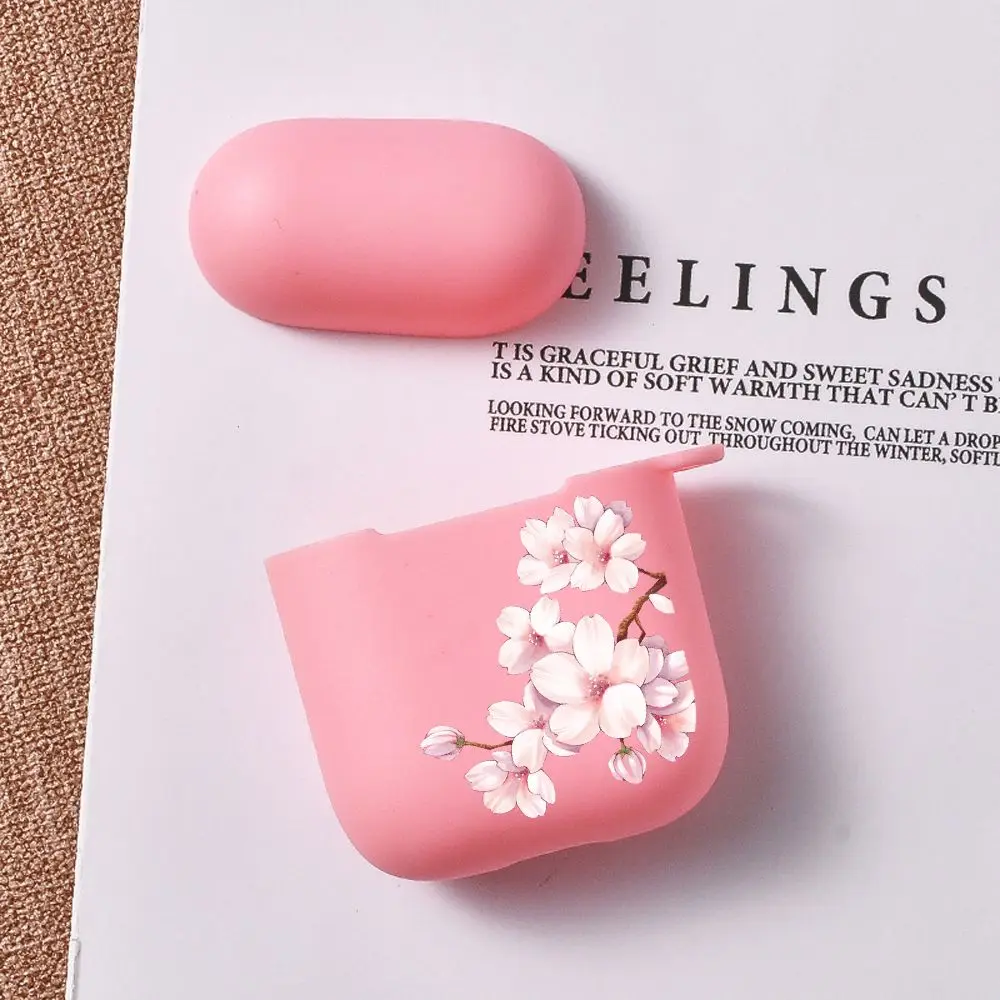 Прозрачный силиконовый чехол с цветами вишни и розы для Airpods 1 2 беспроводные Bluetooth