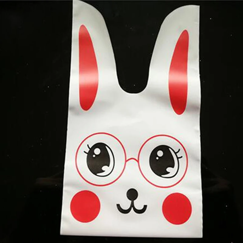 50 шт./упак. милый кролик ухо конфеты сумки Банни печенья упаковывая Пластик мешок