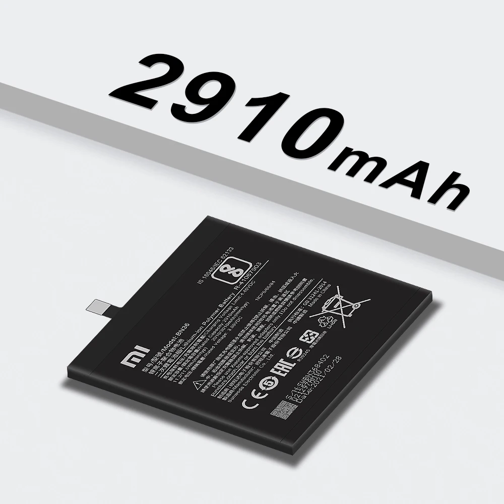 Аккумулятор для телефона Xiao Mi BN36 Xiaomi 6X Mi6X A2 MiA2 2910 мАч сменный аккумулятор высокого