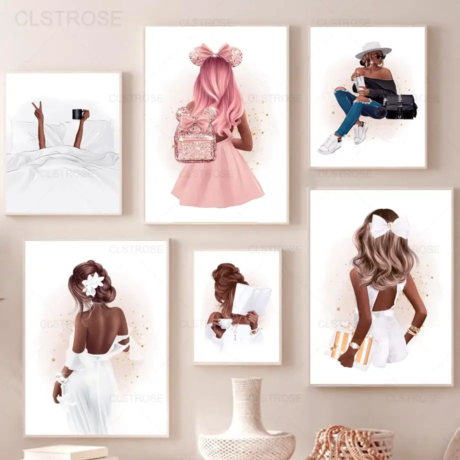 

Fashion African Girl Canvas Painting Nordic Sexy Woman Wall Art Posters and Prints Modern Aesthetic Pictures Home Decor Bedroom