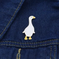 hoseng white goose animal brooch funny cute coat suit enamel pin for student women man shirt lapel jewelry accessories hs_811