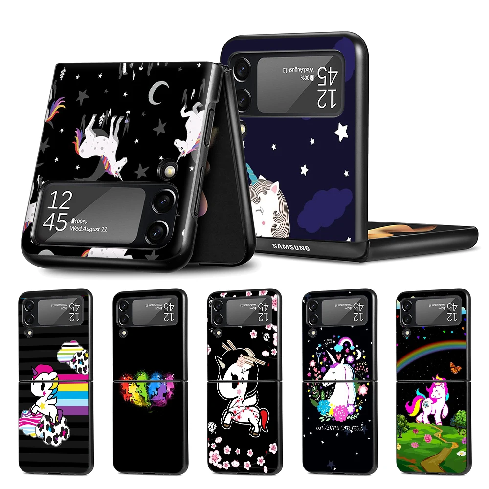 

Cell Phone Case for Samsung Galaxy Z Flip3 5G Black Coque Z Flip 3 Hard PC Luxury Cover Zflip3 Funda Capa My Unicorn Cute Funny