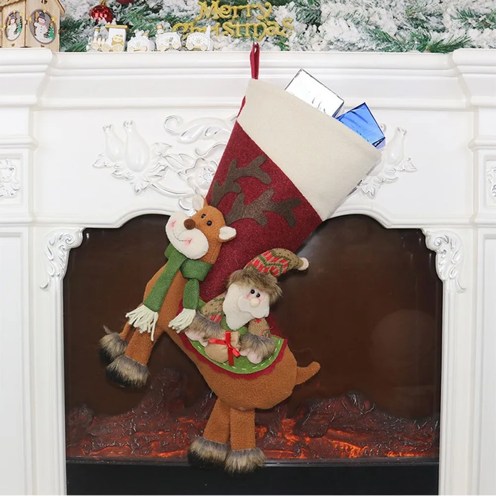 Рождественский носок украшение Подарочный мешок носки конфеты сумки с Санта