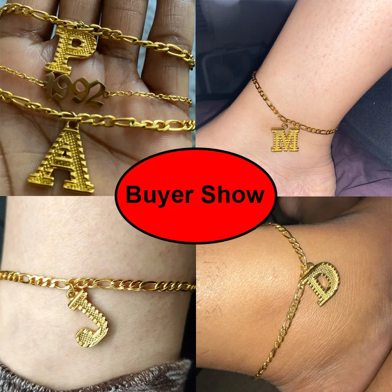 

Initial Anklets For Women Stainless Steel Alphabet Anklet Bracelet On The Leg Letter Gold Chain Boho 2021 Foot Jewelry Femme