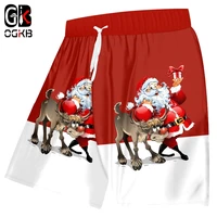 ogkb man new santa claus and bull shorts 3d printed mens large size leisure funny christmas shorts suppliers
