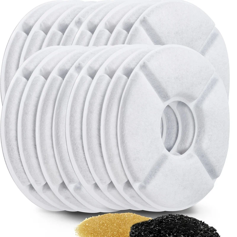 

16Pcs Cat Water Fountain Activated Carbon Replacement Filter for 1.6L Automatic Pet Cat Water Dispenser
