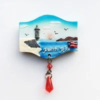 qiqipp creative hand painted sunset scenery in puerto rico usa magnetic refrigerator decoration tourism commemorative gift