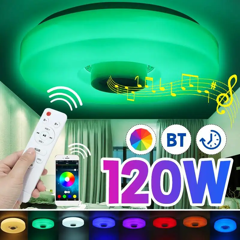

120 Вт 34/40 см Современный RGB светодиодный потолочный светильник, Домашний Светильник ing APP bluetooth музыкальный светильник для спальни, умный пото...