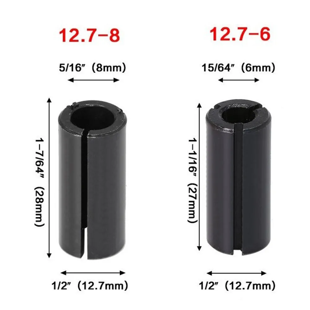 

1/2/3pcs CNC Router Bit High Precision Adapter Collet 6mm 6.35mm 8mm 10mm 12mm 12.7mm Milling Cutter Tool Conversion Chuck Black