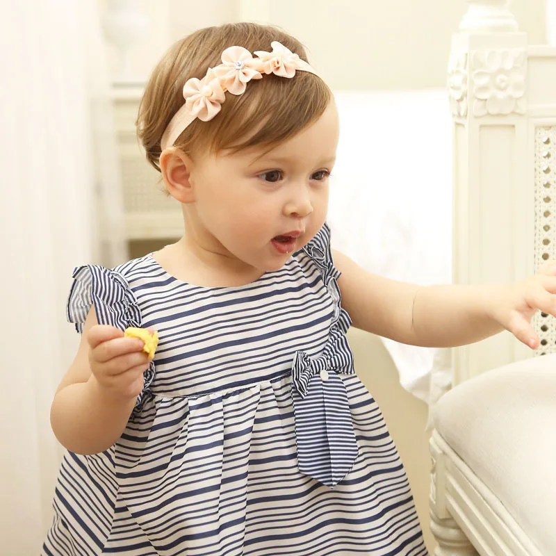 Модная повязка на голову для маленьких девочек из мягкой пряжи с цветами и