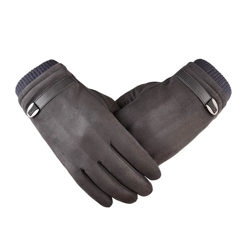 

Men Winter Gloves Touch Screen Suede Driving Gloves Male Motorcycle Thermal Warm Plush Velvet Lining Gloves