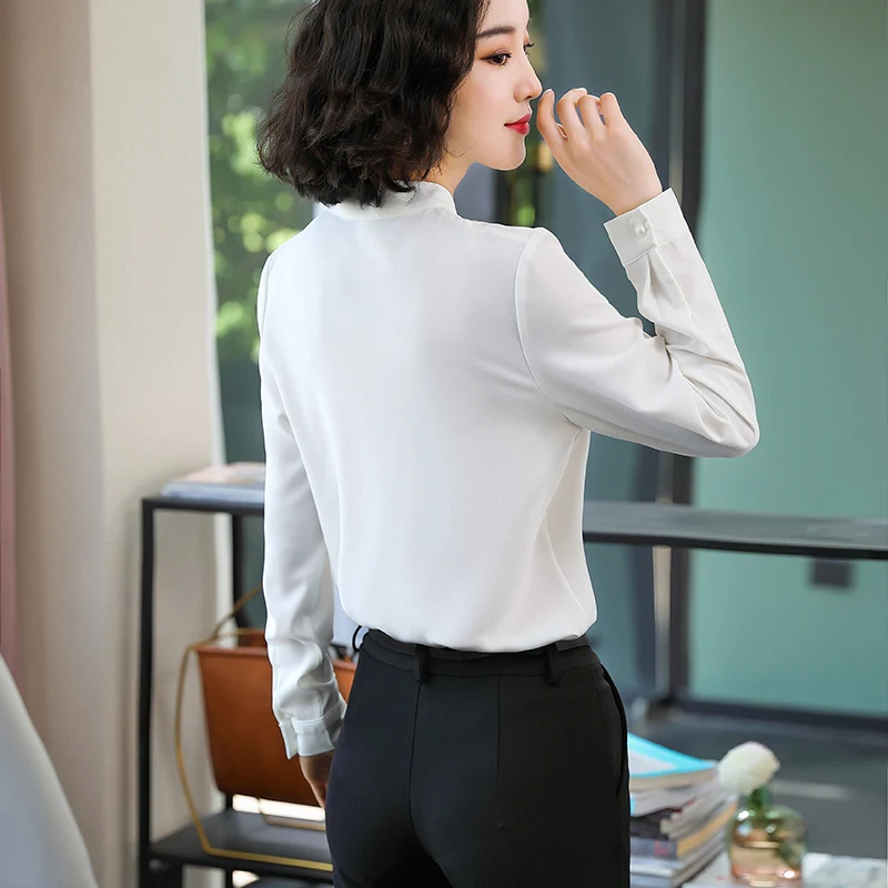 Женские рубашки с галстуком Lenshin мягкая и яркая офисная одежда бантом женские