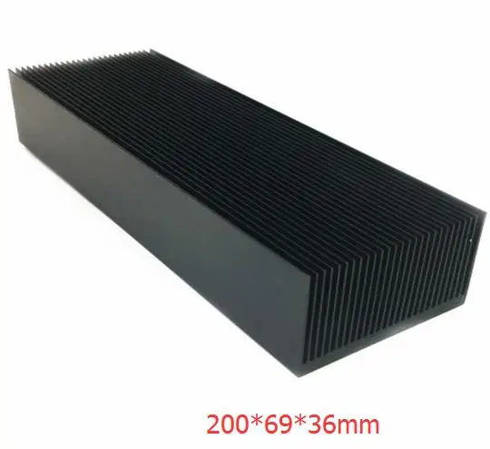 Black 200mm Большой Алюминиевый Радиатор охлаждения плавник для IC светодиодный Усилитель(черный и белый - Цвет лезвия: Black 200mm