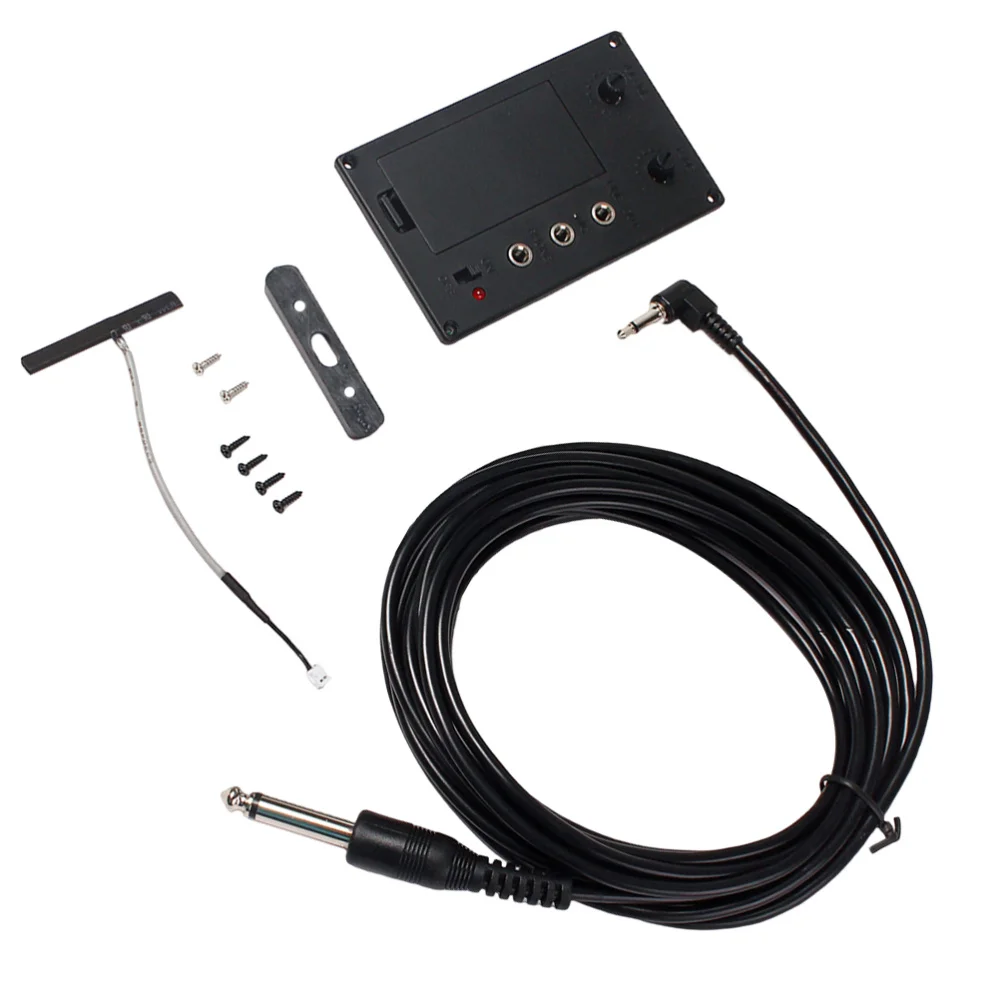 

1 Set Violin Equalizer EQ Violin Silent Mute Pickup Preamp Equalizer Violin Accessory with Violin Pickup Cable B53 (Black)