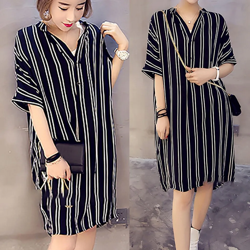 Женское Повседневное платье-рубашка с короткими рукавами v-образным вырезом и
