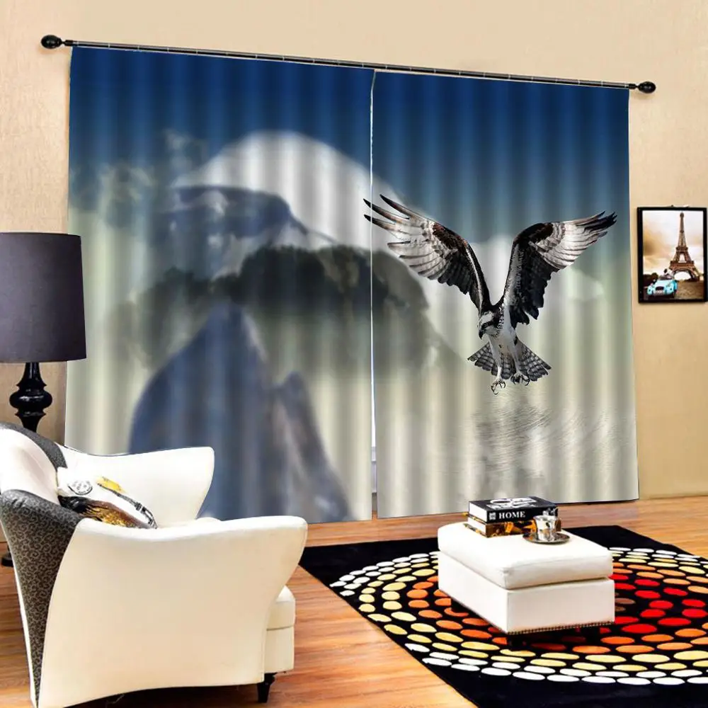 

blue sky curtains Customized size Luxury Blackout 3D Window Curtains For Living Room Drapes Cortinas
