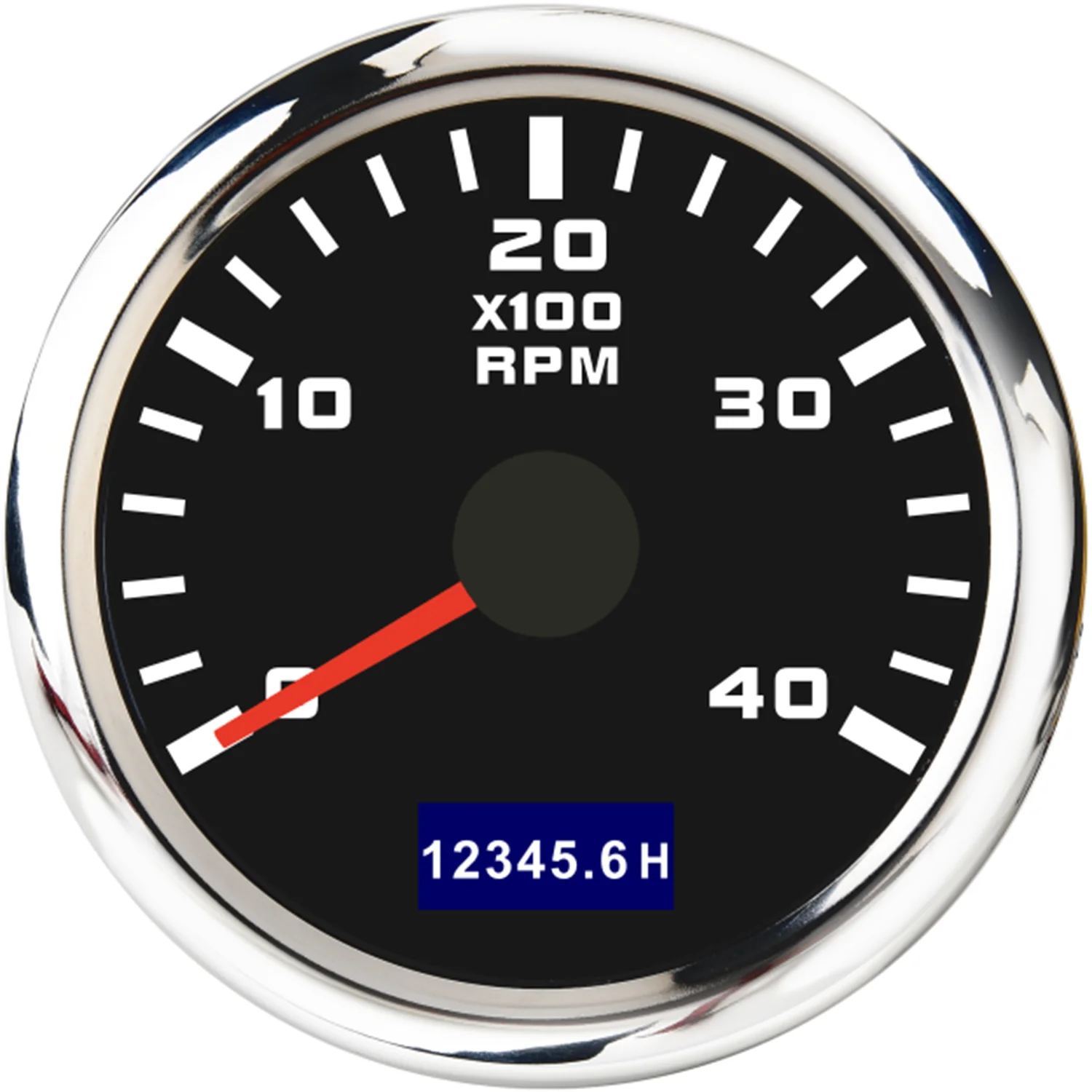 

52mm Pointer Tachometer 0-4000 RPM Outboard Speedometer 9-32V with Red Backlight Odometer for Cars and Ships