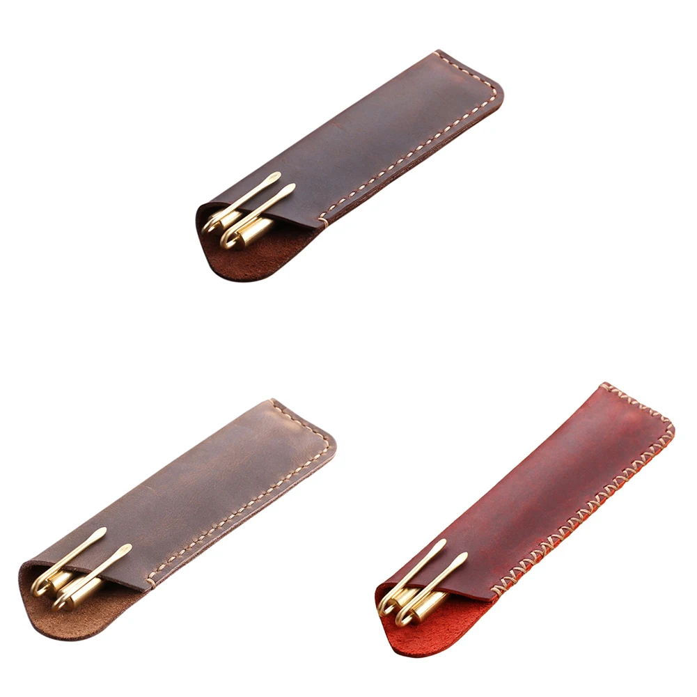 Двойной чехол для ручек из натуральной кожи держатель пенал перьевой шариковой